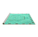 Sideview of Machine Washable Abstract Turquoise Modern Area Rugs, wshabs5147turq