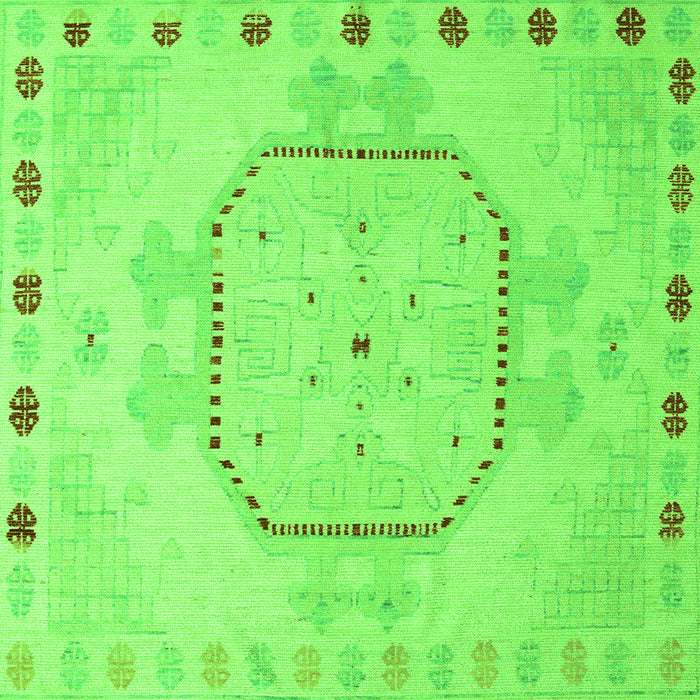 Square Machine Washable Abstract Green Modern Area Rugs, wshabs5147grn