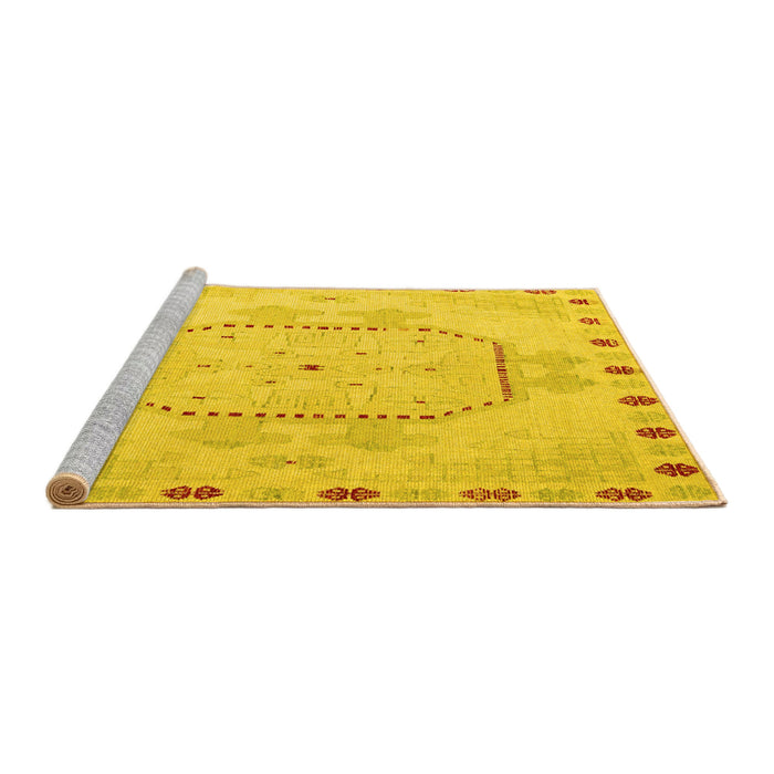 Sideview of Machine Washable Abstract Yellow Modern Rug, wshabs5147yw