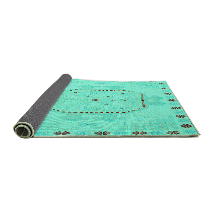 Sideview of Abstract Turquoise Modern Rug, abs5147turq