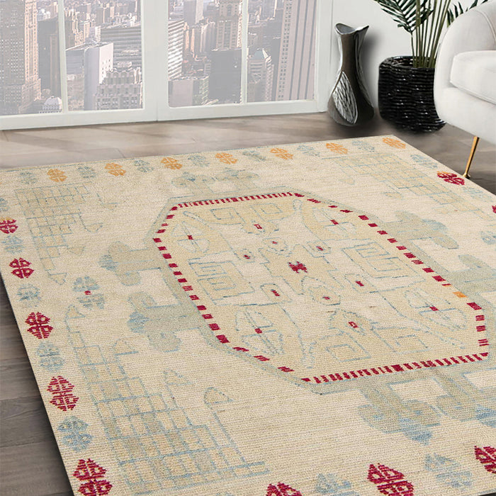 Machine Washable Abstract Brown Sugar Brown Rug in a Family Room, wshabs5147
