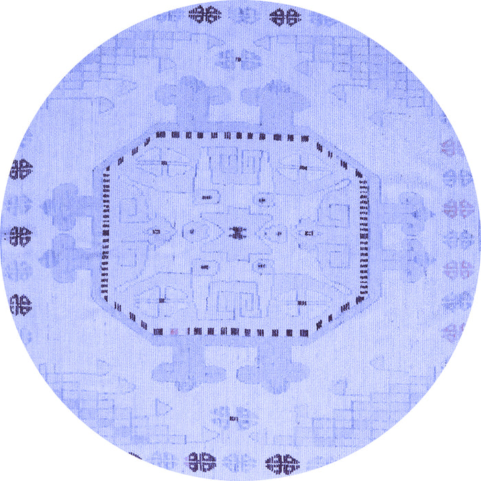 Round Abstract Blue Modern Rug, abs5147blu