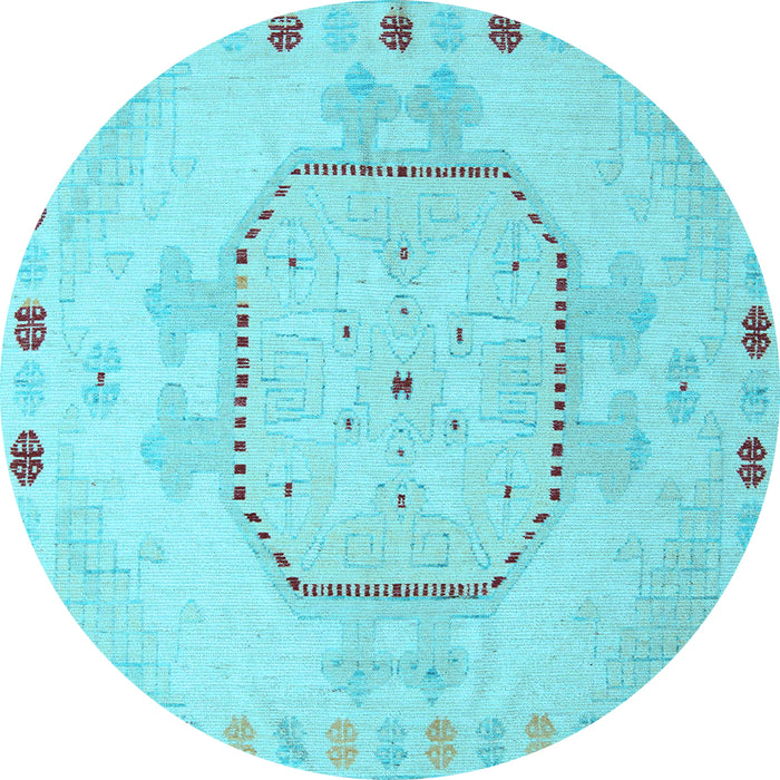 Round Abstract Light Blue Modern Rug, abs5147lblu