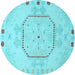 Round Abstract Light Blue Modern Rug, abs5147lblu