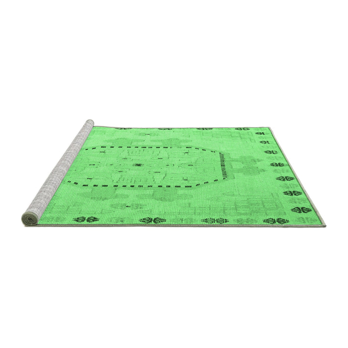 Sideview of Machine Washable Abstract Emerald Green Modern Area Rugs, wshabs5147emgrn