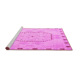 Sideview of Machine Washable Abstract Pink Modern Rug, wshabs5147pnk