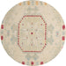 Round Abstract Brown Modern Rug, abs5147