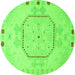 Round Abstract Green Modern Rug, abs5147grn