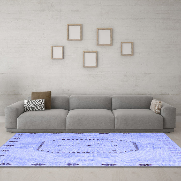 Machine Washable Abstract Blue Modern Rug in a Living Room, wshabs5147blu