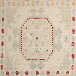 Square Machine Washable Abstract Brown Sugar Brown Rug, wshabs5147