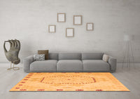 Machine Washable Abstract Orange Modern Rug, wshabs5147org