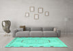 Machine Washable Abstract Turquoise Modern Area Rugs in a Living Room,, wshabs5147turq