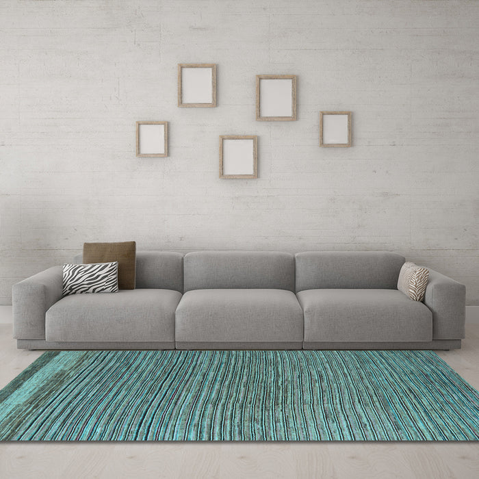 Machine Washable Abstract Light Blue Modern Rug in a Living Room, wshabs5148lblu
