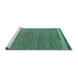Sideview of Machine Washable Abstract Turquoise Modern Area Rugs, wshabs5148turq
