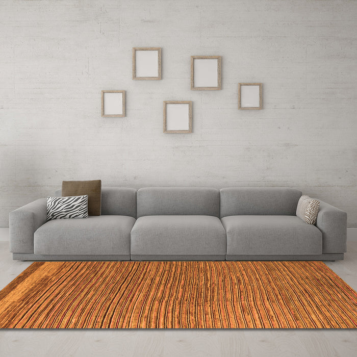 Machine Washable Abstract Orange Modern Area Rugs in a Living Room, wshabs5148org