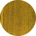 Round Abstract Yellow Modern Rug, abs5148yw