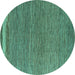 Round Abstract Turquoise Modern Rug, abs5148turq