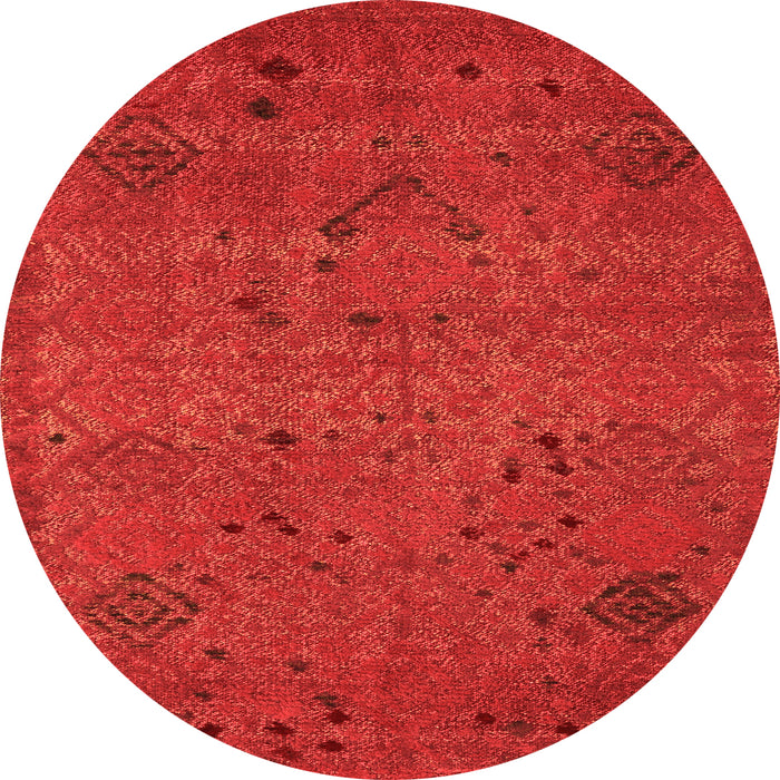 Round Machine Washable Abstract Orange Modern Area Rugs, wshabs5149org