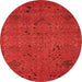 Round Machine Washable Abstract Orange Modern Area Rugs, wshabs5149org