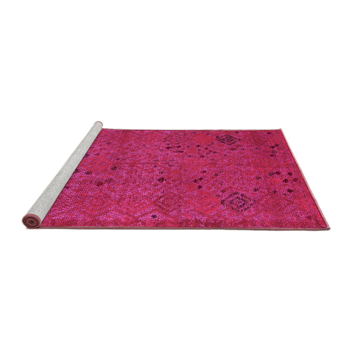 Sideview of Machine Washable Abstract Pink Modern Rug, wshabs5149pnk