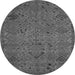 Round Machine Washable Abstract Gray Modern Rug, wshabs5149gry