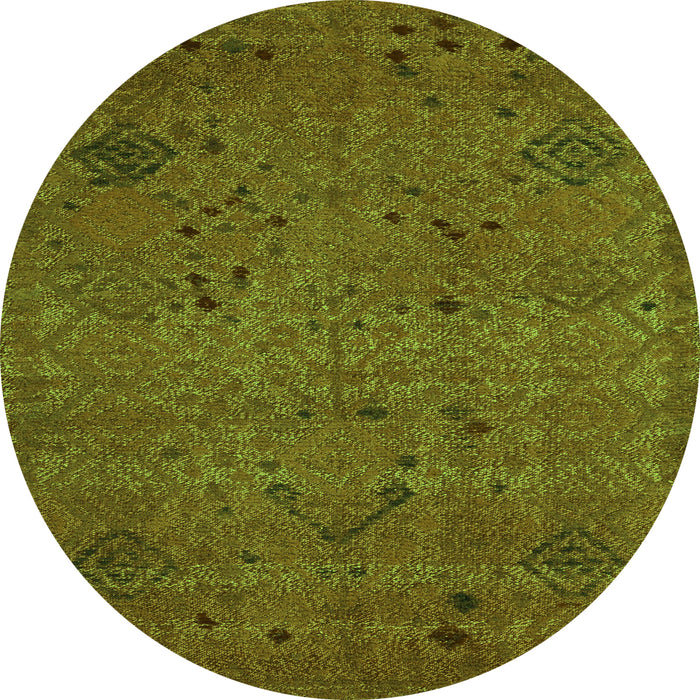 Round Abstract Green Modern Rug, abs5149grn