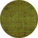 Round Abstract Green Modern Rug, abs5149grn