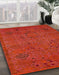 Abstract Red Modern Rug in Family Room, abs5149