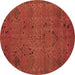 Round Abstract Brown Modern Rug, abs5149brn