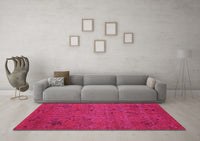 Machine Washable Abstract Pink Modern Rug, wshabs5149pnk