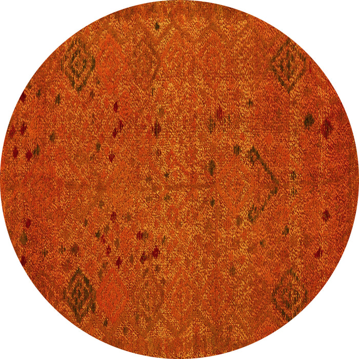 Round Abstract Yellow Modern Rug, abs5149yw