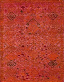 Machine Washable Abstract Fire Red Rug, wshabs5149