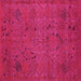 Square Machine Washable Abstract Pink Modern Rug, wshabs5149pnk