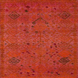 Square Abstract Red Modern Rug, abs5149