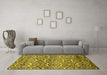 Machine Washable Abstract Yellow Modern Rug in a Living Room, wshabs514yw