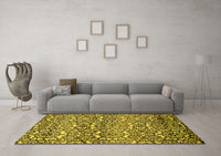 Machine Washable Abstract Yellow Modern Rug, wshabs514yw