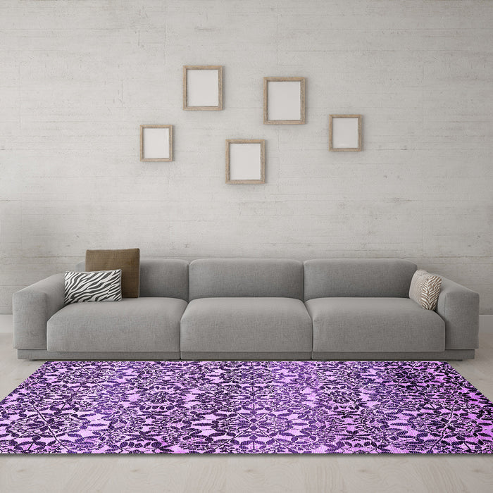 Machine Washable Abstract Purple Modern Area Rugs in a Living Room, wshabs514pur