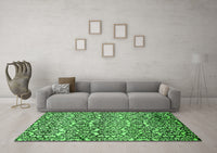 Machine Washable Abstract Green Modern Rug, wshabs514grn