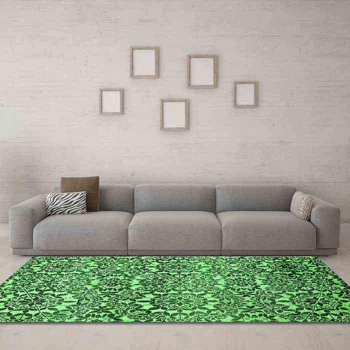 Machine Washable Abstract Green Modern Area Rugs in a Living Room,, wshabs514grn