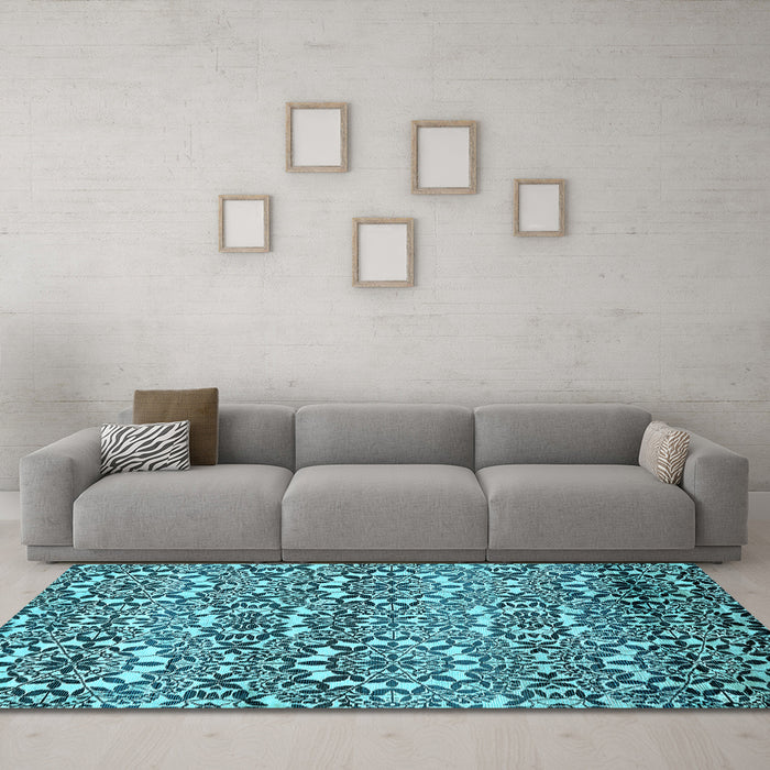 Machine Washable Abstract Light Blue Modern Rug in a Living Room, wshabs514lblu