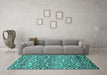 Machine Washable Abstract Turquoise Modern Area Rugs in a Living Room,, wshabs514turq