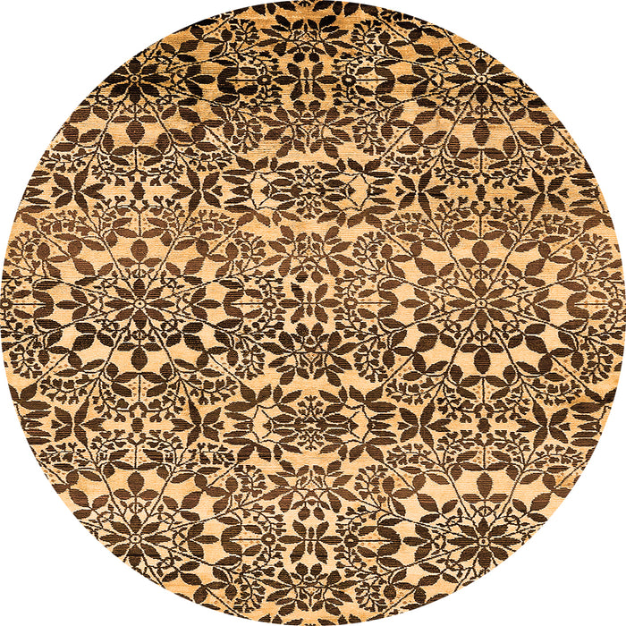 Round Abstract Orange Modern Rug, abs514org
