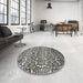 Round Machine Washable Abstract Pale Silver Gray Rug in a Office, wshabs514