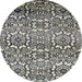 Round Machine Washable Abstract Pale Silver Gray Rug, wshabs514