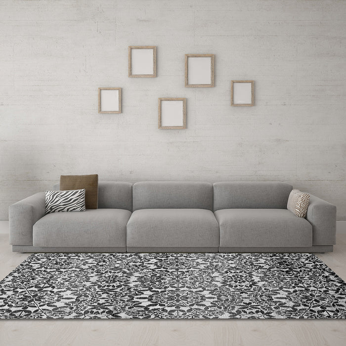 Machine Washable Abstract Gray Modern Rug in a Living Room,, wshabs514gry
