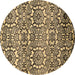 Round Abstract Brown Modern Rug, abs514brn