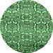 Round Abstract Emerald Green Modern Rug, abs514emgrn