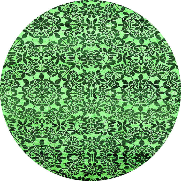 Round Abstract Green Modern Rug, abs514grn