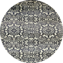 Round Abstract Pale Silver Gray Modern Rug, abs514