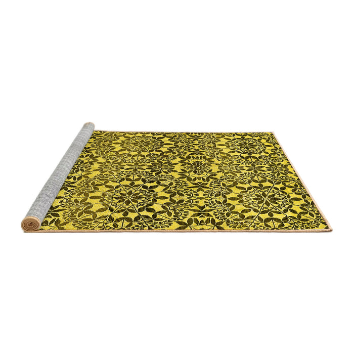 Sideview of Machine Washable Abstract Yellow Modern Rug, wshabs514yw